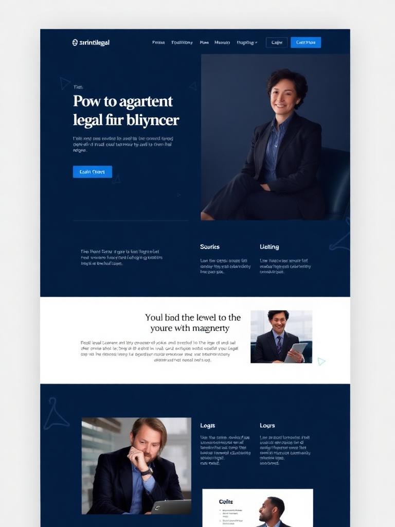 Modern legal firm website with navy tones and clean typography
